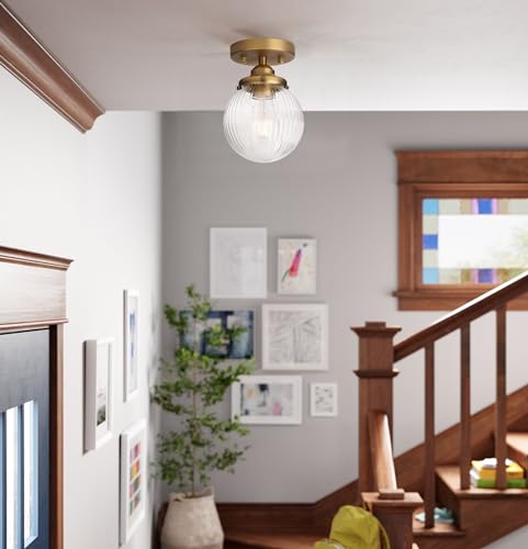 Yosoan Antique Striped Glass Indoor Flush Mount Hallway Ceiling Light - color: Antique