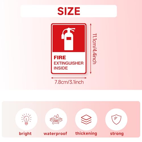 2 PCS Fire Extinguisher Inside Sign Stickers,Self Adhesive Vinyl Safety Label Waterproof, Fade and Scratch Resistant, Suitable for Indoor and Outdoor,Red on White - color: Fire Extinguisher Sticker 208