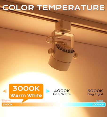 CLOUDY BAY 8W 3000K Warm White Dimmable LED Track Light Head,CRI90+ True Color Rendering Adjustable Tilt Angle Track Lighting Fixture,40° Angle for Accent Retail,White Finish,Halo Type- Pack of 6 - color: 3000k Warm White | 6 Pack