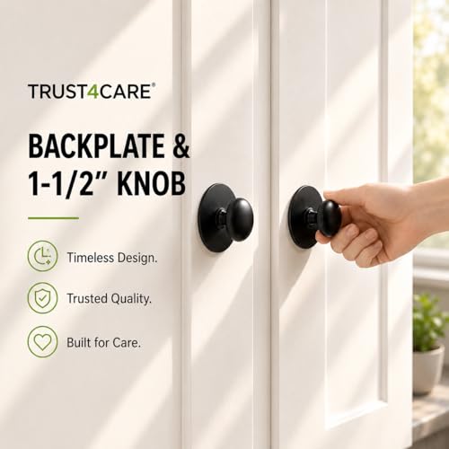 trust4care 8-Pack 2.3" Black Backplates for Bifold Closet Door Cabinet Knob - color: Black, size: Set of 8