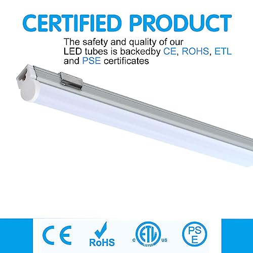 6 Pack 4FT Utility LED Shop Light Linkable T5 Integrated Tube Bulb 20W 2200lm Super Bright 6000K with ON/Off Switch Power Cord for Home, Office Ceiling, Under Cabinet Wall Lamp (Milky Cover) - color: Milky Cover