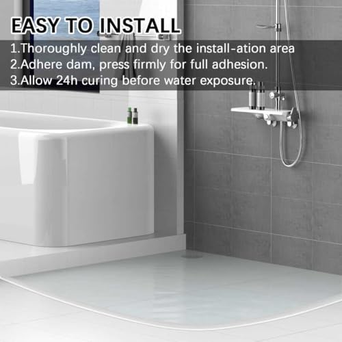 39Inch Shower Door Water Guard, Silicone Shower Threshold Water Dam
