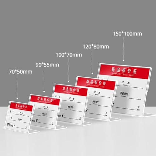Acrylic Label Holder Horizontal Slanted L-Shape (90*55mm/3.54*2.17inches) - size: 90*55mm/3.54*2.17inches