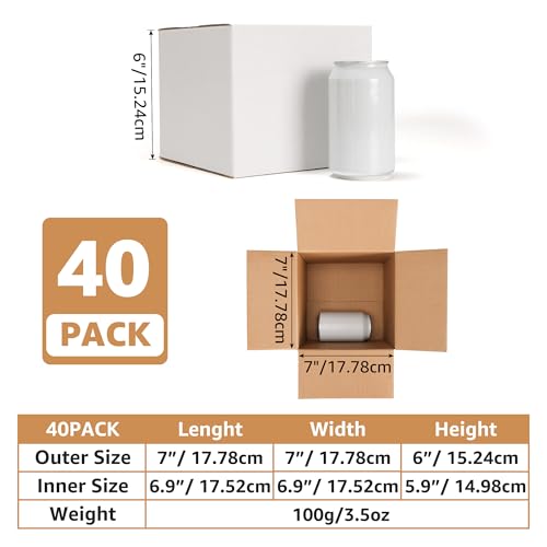 EXYGLO 40 Pack 7x7x6 Shipping Boxes for Small Business, White Corrugated Cardboard Small Box for Packaging, Moving, Mailing, and Storing - color: 40 Pack White, size: 7x7x6 Inch