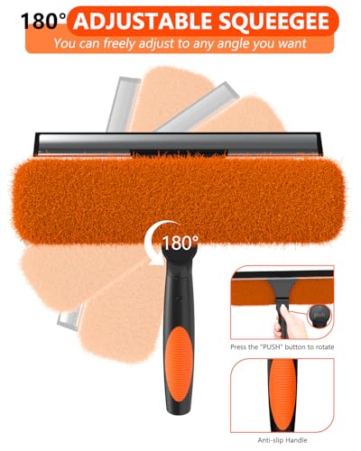 26FT Reach Window Squeegee for Window Cleaning Kit with 5-20 Foot Telescoping Extension Pole, 2 in 1 Window Squeegee, Cobweb Duster, Dust Kit Window Washing Kit for Car, Shower Glass Door