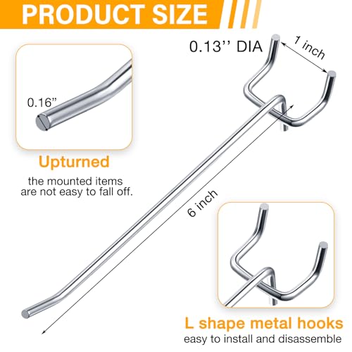 Shimeyao 100 Pcs Peg Board Hooks Stainless Steel Pegs,6 Inch,Silver - color: Silver, size: 6 Inch