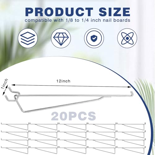 Shimeyao 20 Pcs 12 Inch Pegboard Shelf Brackets, Sliver - color: Silver, size: 12 Inch