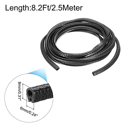 uxcell Edge Trim Black U Shape Edge Protector Rubber with Steel Clips Fits 1/64"-1/16" Edge 8.2Ft/2.5Meter Length Door Edge Guards - color: Black, size: 8.2 Ft