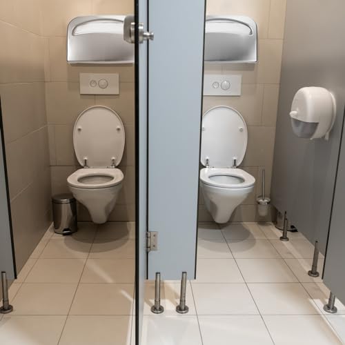 Domensi 2 Pcs Stainless Steel Toilet Seat Cover Dispenser Commercial Toilet Seat Wall Mount Half Fold Cover Holder with Screws for Office Restaurant Home Bathroom School, 16.4 Inch (Silver) - color: Silver