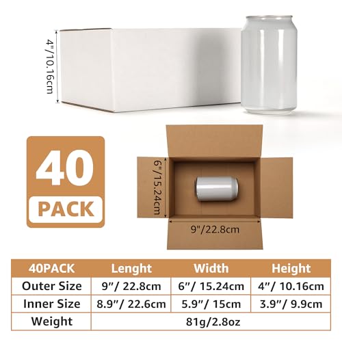 EXYGLO 40 Pack 9x6x4 Shipping Boxes for Small Business, White Corrugated Cardboard Small Box for Packaging, Moving, Mailing, and Storing - color: 40 Pack White, size: 9x6x4 Inch