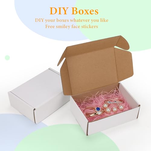 MEBRUDY 6x4x2 Inch Shipping Boxes Pack of 50 Small Cardboard Box Mailing - color: White, size: 6x4x2