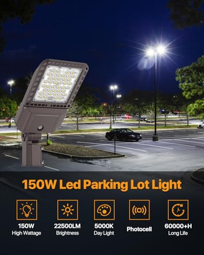 Led Parking Lot Light 150W - 22,500LM, 5000K 100-277V Slip Fit - color: Slip Fit 150W