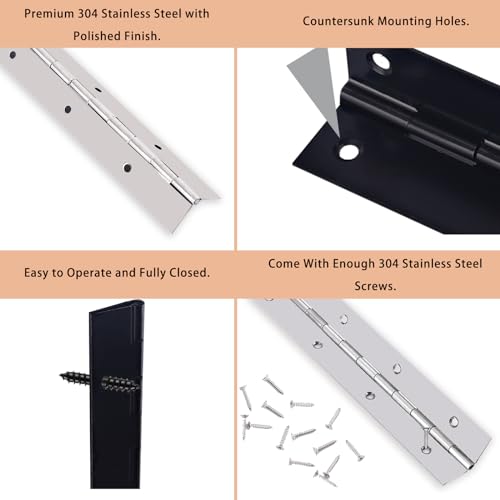 Piano Hinge 36" x 1" Stainless Steel Continuous & Piano Hinge - size: 36 Inch