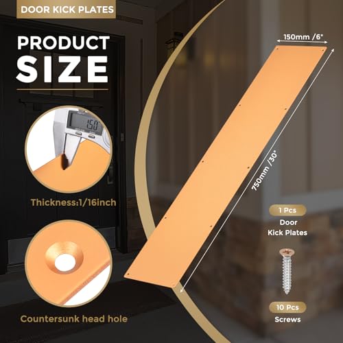 uxcell Door Kick Plate,6 x 30 Inch Kick Plate Door Plate,Copper Gold-1 Pack - color: Copper Gold, size: 6 x 30 Inch