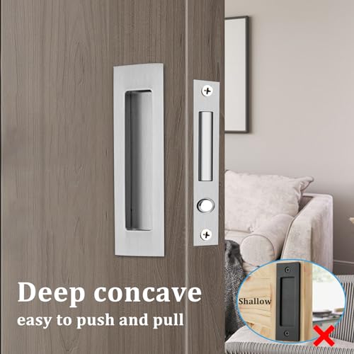 Dontay Sliding Pocket Door Handles,Heavy Duty Edge Pull,4.72'',Nickel,2 Set - color: Brushed Nickel (2 Set), size: 4.72 inch (120 mm)