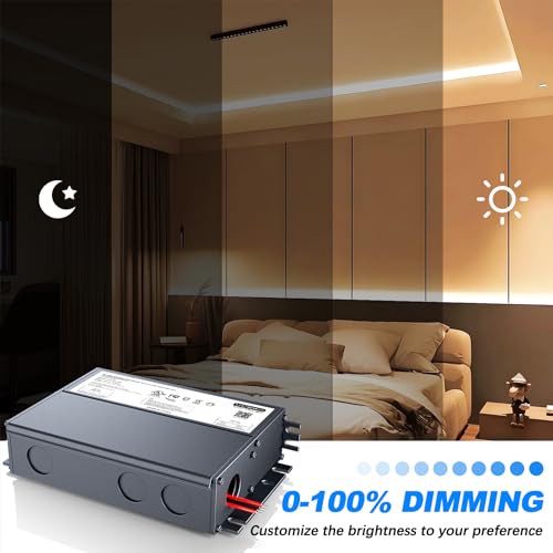 120W 12V Dimmable LED Driver for Lutron & Leviton Dimmer, Triac/ELV/MLV AC to DC Power Supply Transformer for LED Strip Light Dimmable, Constant Voltage Projects, UL&FCC-Listed, Class 2 - size: 120W 12V Built in Junction Box