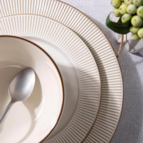 GBHOME Ceramic Dinnerware Sets of 6,18 pcs Plates and Bowls Sets Dishes - color: Off-White, size: Service for 6 (18 pcs)