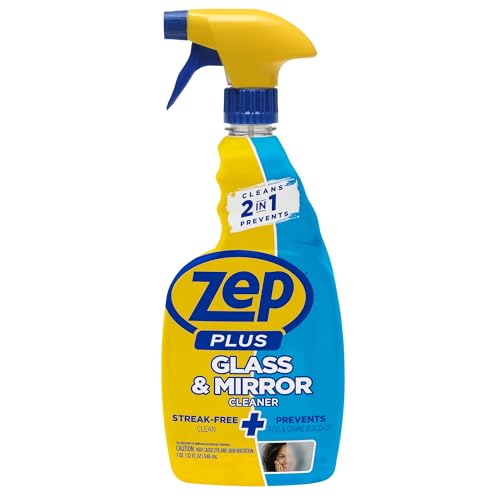 Zep Plus Glass & Mirror Cleaner - 32 Oz. (Case of 12) - R53812 - Keep Your Mirror and Glass Surfaces Clear + Streak-free While Also Preventing Mirror Fog