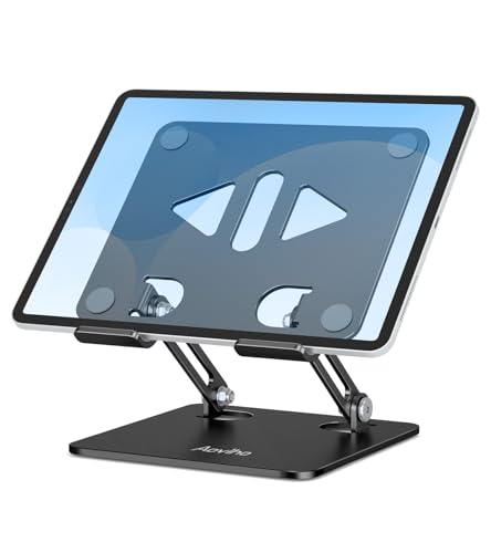 Aoviho Tablet Stand for Desk,Adjustable Tablet Holder,Black - color: Black