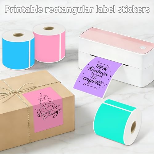 3x5 Inch Thermal Labels,Rectangle Sticker,1200PCS Water Proof Shipping Labels with Strong Adhesive,Compatible with Zebra & Rollo,for Moving Boxes,Inventory,4 Rolls of Mixed Colors - color: 4 Rolls of Mixed Colors