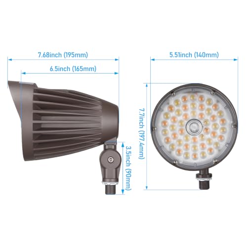 LEONLITE 5CCT LED Bullet Flood Light, 20W/30W/40W, NEMA Beam, Dusk to Dawn