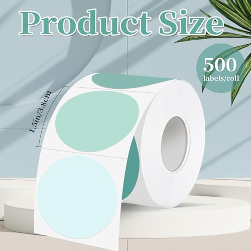 1.5 inch Round Thermal Label,Green Thermal Sticker Labels,Direct Thermal Printer Label for DIY Logo Design,Thanks Card,500 Labels/1 Roll - color: Green Gradient, size: 1.5 inch