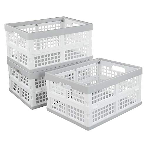 Vababa 3-Pack Plastic Stackable Collapsible Storage Crate, 15 L - size: 15 L