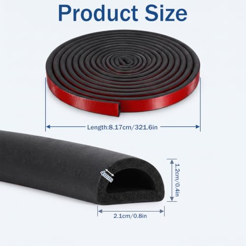 26FT Weather Stripping Door Seal EPDM Foam Rubber SealStrip D-Shape