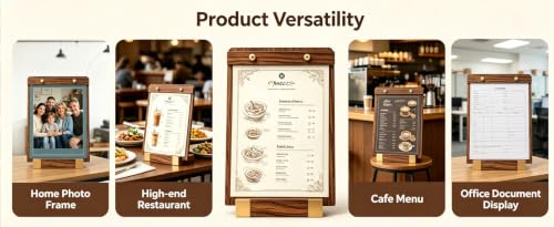 3 Pack 9.8" x 13.5" Acrylic Sign Holder with Walnut Wood Base