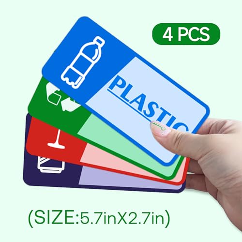 4PCS Recycle Stickers for Trash Bins,Self-adhesive Waterproof and Fade Resistant Trash Recycle Stickers, Recycling Labels for Trash Can for Home, Office, Apartment, Hotel, School and Public Area - color: paper Recycle Stickers