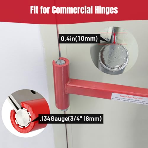 Hinge Adjustment Tool, Hinge Bender Wrench for .134 Gauge 18mm Commercial Door, Heavy Duty Hinges Wrench with Long Handle Rubber Grip - color: Red, size: Commercial(19mm-23mm)