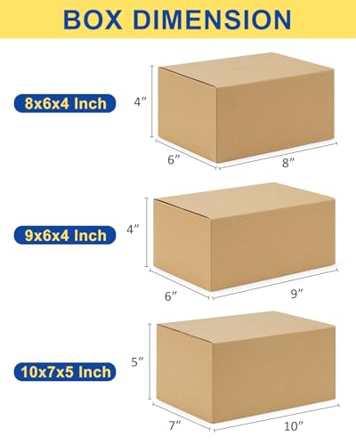 Assorted-Sizes-Shipping-Boxes-45-Pack: 8x6x4 & 9x6x4 & 10x7x5 Small-Shipping-Boxes-Mailers, Brown Corrugated-Cardboard-Boxes-for-Packing-Small-Business Mailing - color: Brown, size: 8x6x4 & 9x6x4 & 10x7x5 inches