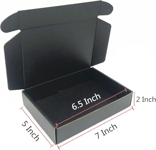 Black Cardboard Shipping Box Mailers 7 x 5 x 2 Inch Corrugated Packaging Storage Boxes 5 Pack (Inside Size: 6.5 x 4.8 x 1.9") - color: Black, size: 7 x 5 x 2 Inch