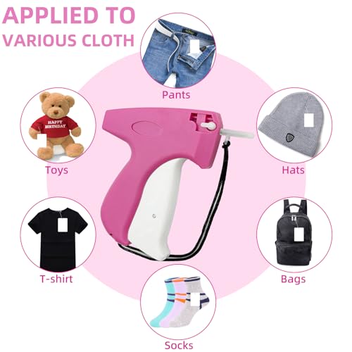 Tagging Gun for Clothing, Tagging Gun Kit with 1600pcs 1" Barbs Fasteners and 6 Needles, Price Tag Gun, Standard Retail Price Tag Attacher Gun Kit, Clothes Tagging Gun - color: Pink Tag Gun