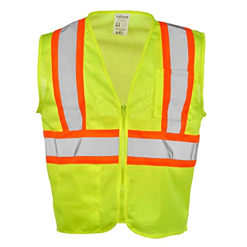 SAFEGEAR High Visibility Safety Vest, Two Toned, Lime - size: Large-X-Large