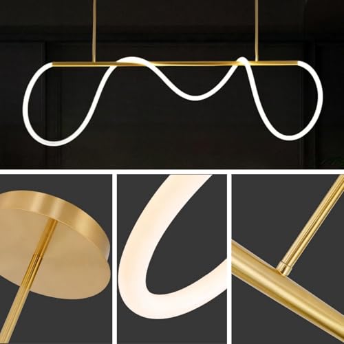 Modern Led Linear Pendant Light, Kitchen Table Hose Chandelier - color: Gold, size: 47 IN