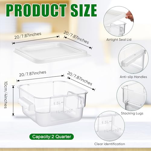 FoldTier 2 Pcs Square Food Storage Containers, White, 2 Qt - color: White, size: 2 Qt