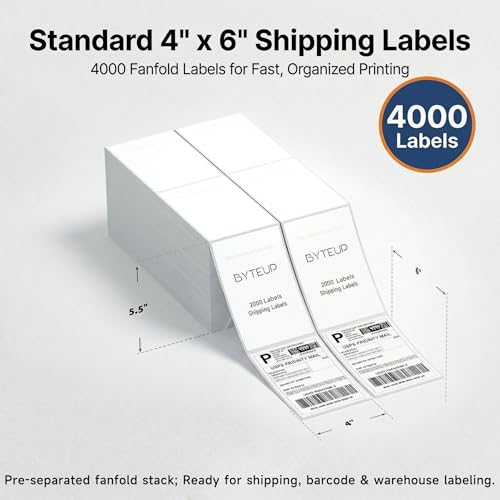 4x6 Thermal Shipping Labels 4000 Fanfold for FedEx UPS USPS - size: 4"x 6" Stack