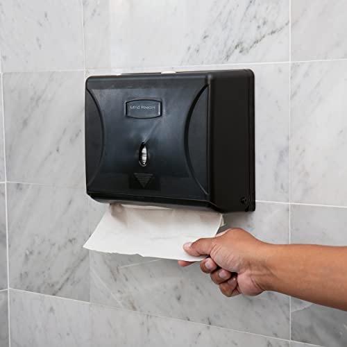 Mind Reader Paper Towel Dispenser, Tri-Fold Towel Holder, Restroom, Wall Mount, Bathroom, Black - color: Black