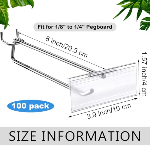 Thyle 100 Pcs Metal Scan Hook with Price Tag for Pegboard, 8 Inch - size: 8 Inch