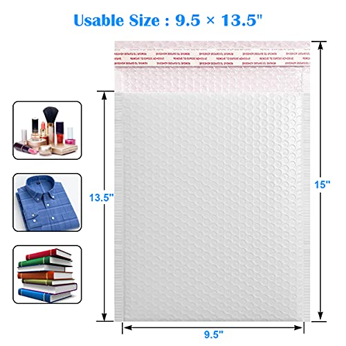 Immuson White 9.5 x 13.5 Inches Poly Bubble Mailers, Padded Shipping Envelopes, Self-Seal Shipping Bags, Packaging Bags, Bubble Envelopes Pack of 25 - size: 9.5"x13.5" / 25 Pack