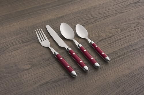Cambridge Jubilee Red 16-Piece 18/0 Silverware Set for 4, Flatware - color: Red
