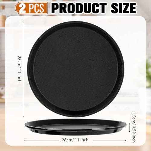 Zopeal 2 Pcs Bar Service Tray Round Plastic Non Slip,11" - size: 11"