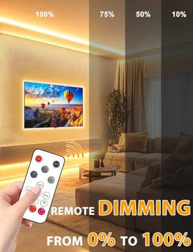 Lamomo COB LED Strip Lights 65.6Ft, 2 Roll Warm White Dimmable Self-Adhesive Led Rope Light with Remote, Flexible Cuttable Waterproof 3000K Silicone Neon Tape Lights for Bedroom, Indoor, Cabinet - color: Warm White, size: 65.6Ft