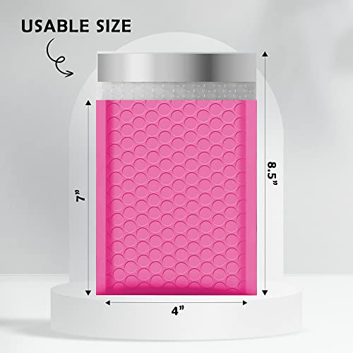 Yens Hot Pink Poly Bubble Mailers 4x8 50 Pack Usable 4x7 - color: Hot Pink, size: 4" x 8"