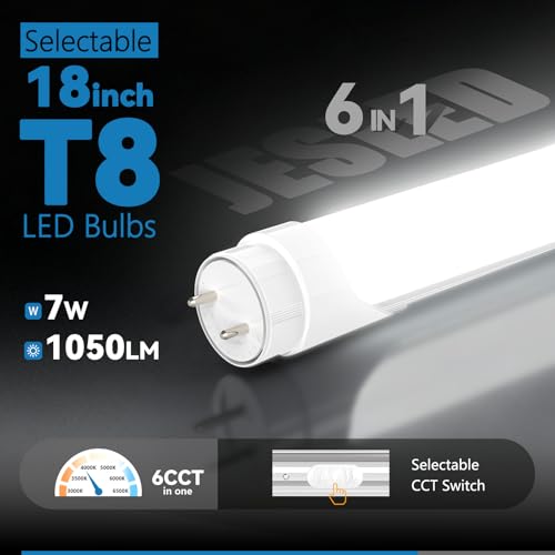 JESLED 18" F15T8 LED Replacement Bulb, 6CCT Selectable 3000K-6500K, 2 Pack