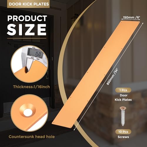 uxcell Door Kick Plate,6 x 34 Inch Kick Plate Door Plate,Copper Gold-1 Pack - color: Copper Gold, size: 6 x 34 Inch