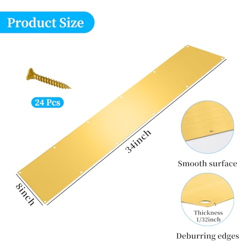 2 Pieces Door Kick Plate for Exterior Door: Mineye 8 X 34 - Kick Plate for Bottom of Door, Front Door Kick Plate with Screws for Interior or Exterior Anti Scratch Door Protection, Gold - color: Gold, size: 8 x 34 Inch