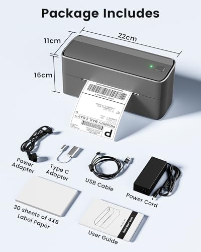 Phomemo Bluetooth Shipping Label Printer,241BT Label Printer & 20Pcs Labels - color: Gray