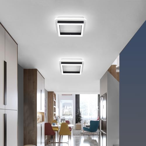 CANEOE 3 Packs Square Flush Mount Ceiling Light, 6000K Black Modern LED Ceiling Light Fixture, 32W Minimalist Hallway Lighting Fixture Ceiling Lamp for Hallway Entryway Bedroom Balcony (Black) - color: Black, size: 3 Packs